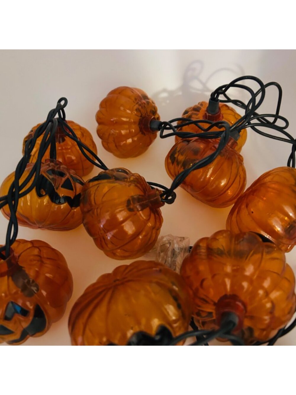Halloween Pumpkin String Lights 6 Ft Clear Orange Plastic Jack O Lantern Decor - Picture 3 of 10